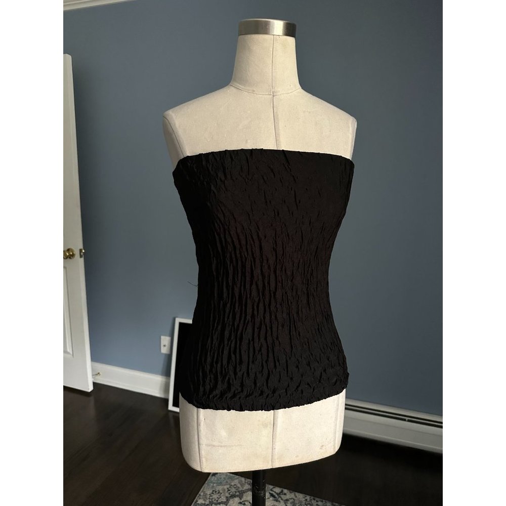Viva You black textured strapless top SMALL